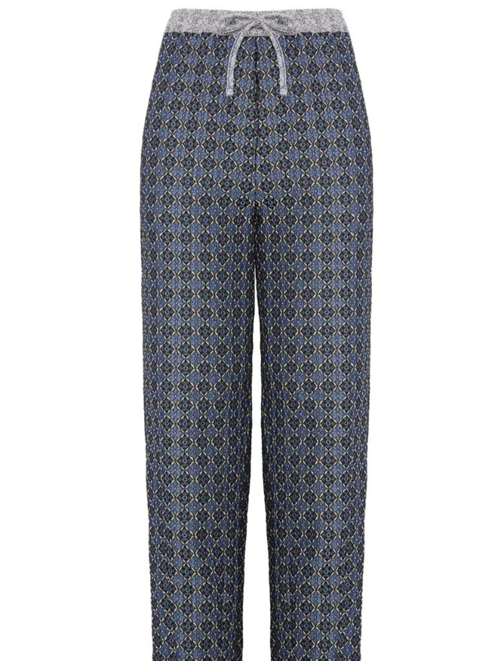 Women's Free People Harley Pant Pull-On Jacquard Navy Gray Comfy Boho size M